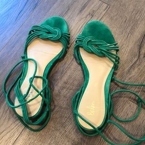 Boden Knot Detail Suede Flat Sandals (size 39)